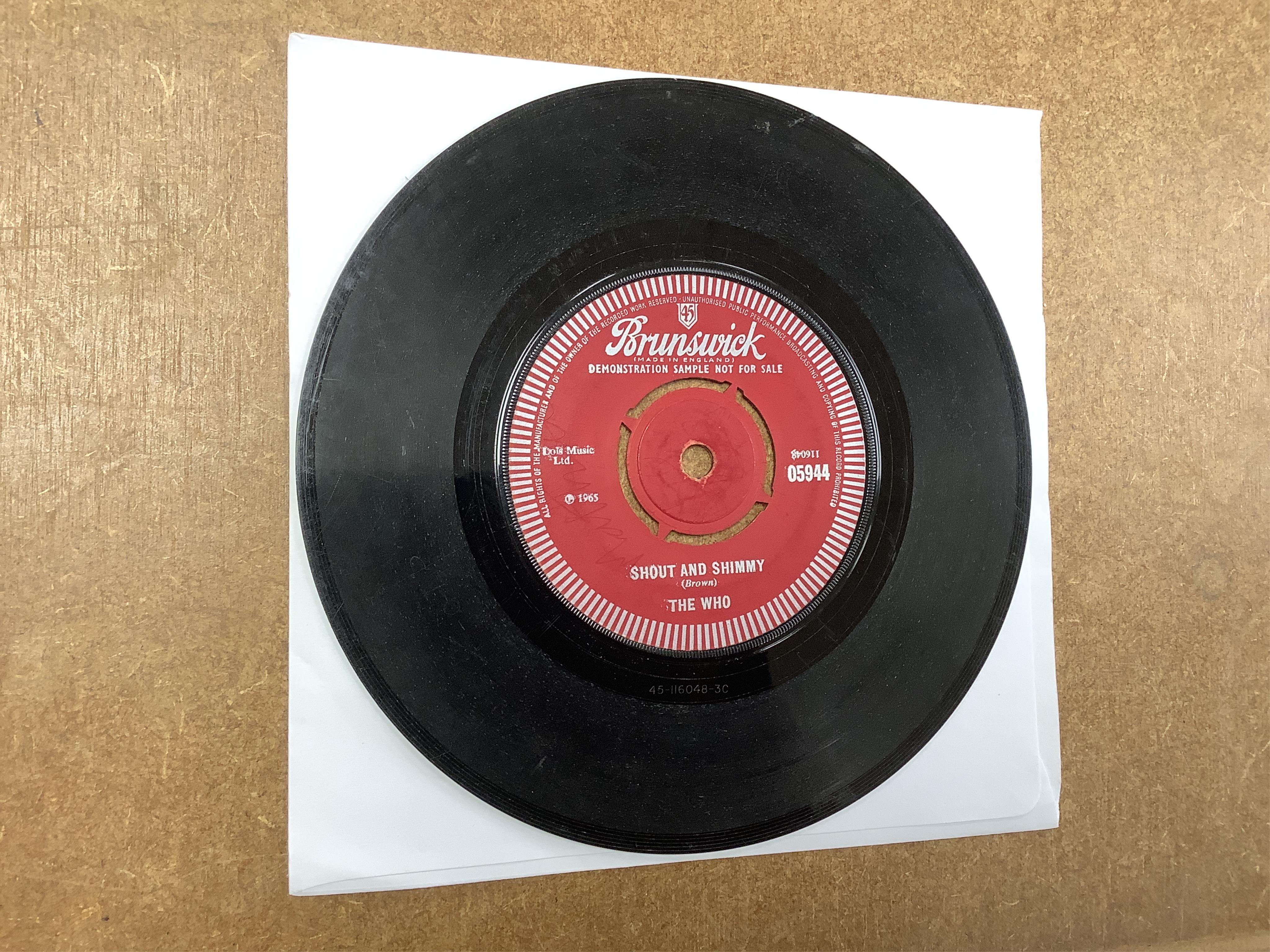 Fourteen demo 7” singles, all with printed demo labels by Elton John, The Kinks, The Who and T-Rex, singles include; Rocket Man, Your Song, Set Me Free, Where Have All the Good Times Gone, My Generation, etc.